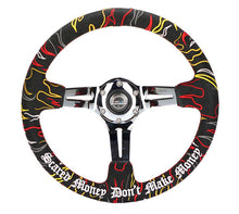 Load image into Gallery viewer, NRG Reinforced Steering Wheel R Litteral Sig 3in Deep/5mm Chrome Spoke - Blk Alcantara w/ Red Stitch