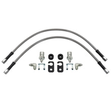 Load image into Gallery viewer, Wilwood flexline kit 18IN OAL M12X1.0 IF 90 deg 1/8-27 NPT -3 W/FLAT bracket