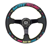 Load image into Gallery viewer, NRG Reinforced Steering Wheel - Oak Tree Outlaws 3in Deep/5mm Blk Spoke 350mm Wheel - Blk Perf Lthr