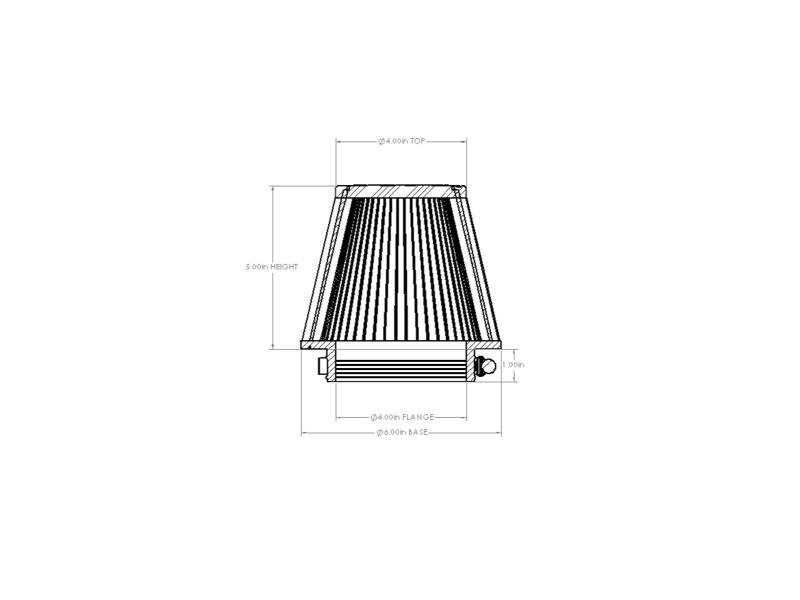 aFe POWER Universal Clamp-On Air Filter w/ D2 Dura-Dry Media - 4in F x 6in B x 4in T x 5in H
