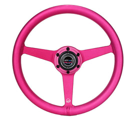NRG Aluminum Steering Wheel 330mm - Heritage Solid Spoke - Ergonomic Grip - Anadized Pink