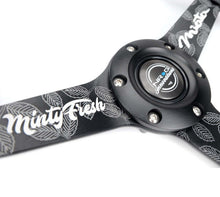 Load image into Gallery viewer, NRG Reinforced Black Perforated Leather Steering Wheel 350mm / 1.5in Deep w/ Goal Digger Blk Stitch