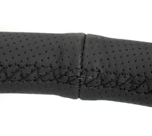 Load image into Gallery viewer, NRG Reinforced Stealth Wheel (380mm) 3 Spoke Center 1in Deep Dish - Perforated Leather Black Stitch