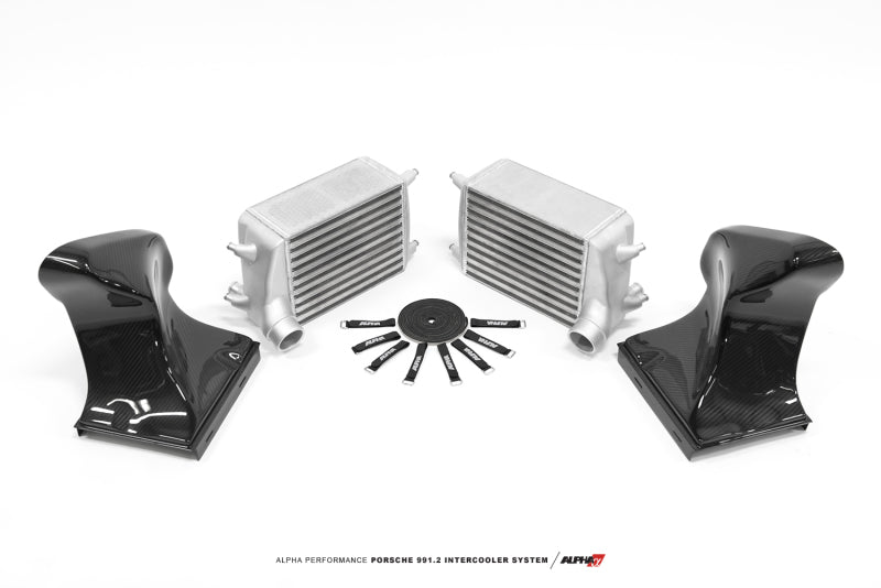 AMS Performance 16-19 Porsche Carrera/Carrera S (991.2) Alpha Intercooler Kit w/Carbon Fiber Shrouds