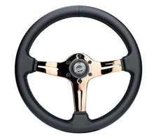 Load image into Gallery viewer, NRG Light Weight Gaming Steering Wheel - Blitz 350mm 3 Rose Gold Spokes Slits - Leather - No Dish