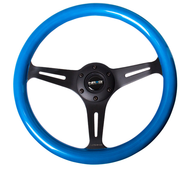 NRG Classic Wood Grain Steering Wheel (350mm) Blue Pearl/Flake Paint w ...