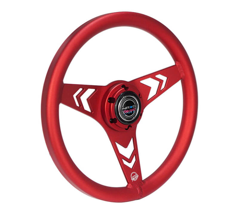 NRG Aluminum Steering Wheel 330mm - Arow Cutout - Ergonomic Grip - Anadized Red