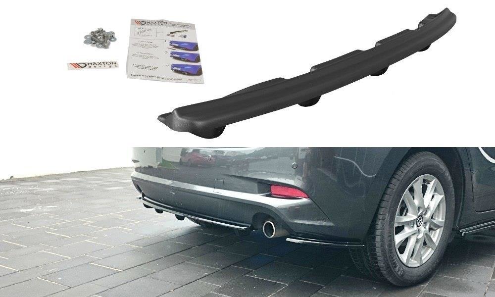 MAXTON DESIGN CENTRAL REAR SPLITTER MAZDA 3 BN (MK3) FACELIFT (WITH VERTICAL BARS)