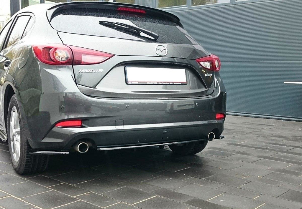 MAXTON DESIGN CENTRAL REAR SPLITTER MAZDA 3 BN (MK3) FACELIFT (WITH VERTICAL BARS)