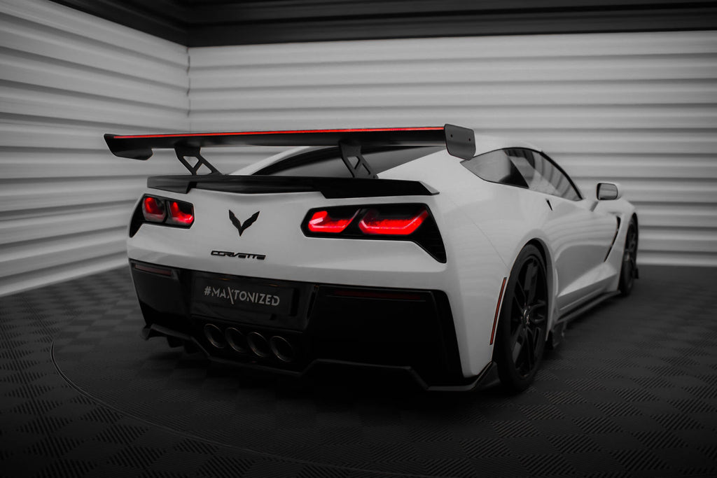 MAXTON DESIGN Carbon Spoiler With Internal Brackets Uprights + LED Chevrolet Corvette Stingray / Grand Sport C7
