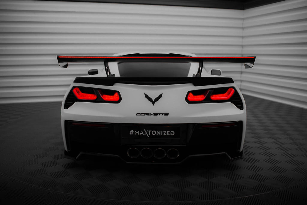 MAXTON DESIGN Carbon Spoiler With Internal Brackets Uprights + LED Chevrolet Corvette Stingray / Grand Sport C7