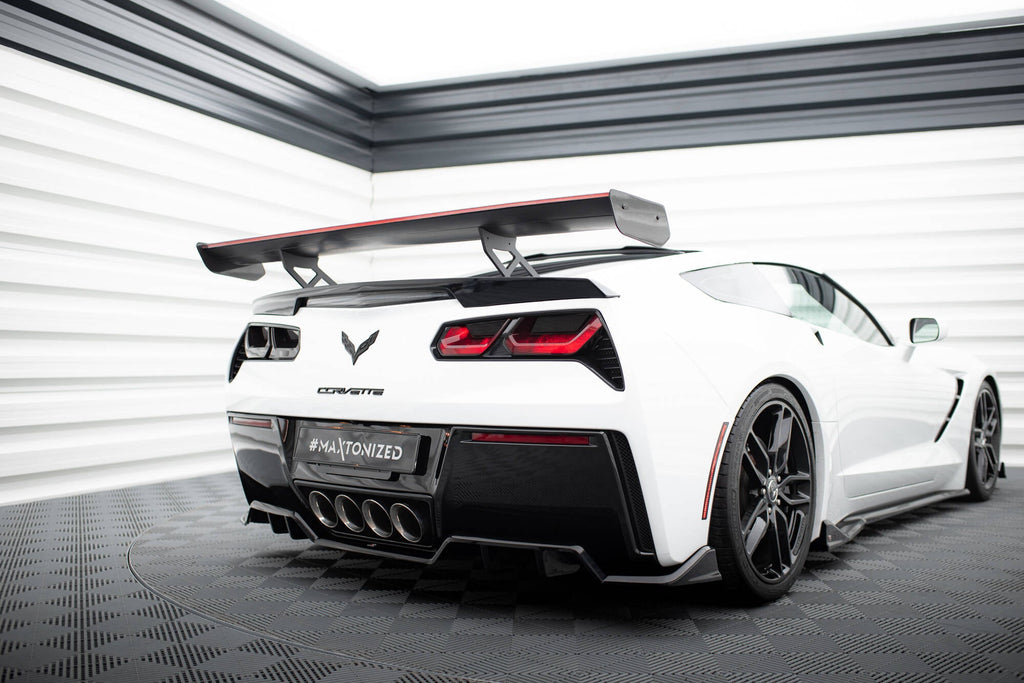 MAXTON DESIGN Carbon Spoiler With Internal Brackets Uprights + LED Chevrolet Corvette Stingray / Grand Sport C7