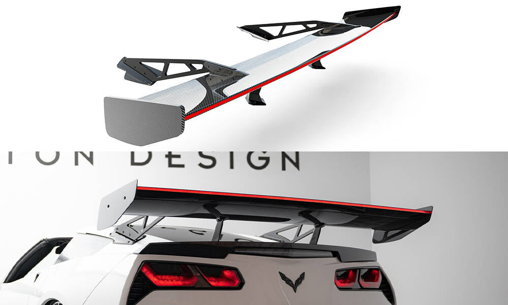MAXTON DESIGN Carbon Spoiler With Upper Swan Mounting + LED Chevrolet Corvette Stingray / Grand Sport C7