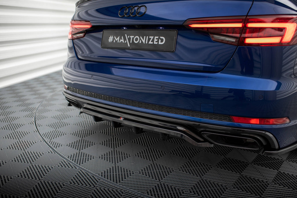 MAXTON DESIGN CENTRAL REAR SPLITTER (WITH VERTICAL BARS) AUDI A4 S-LINE (US MY2019)