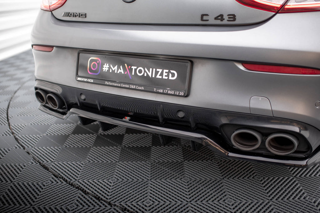 MAXTON DESIGN CENTRAL REAR SPLITTER (WITH VERTICAL BARS) MERCEDES-AMG C43 COUPE C205 FACELIFT