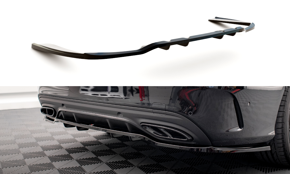 MAXTON DESIGN CENTRAL REAR SPLITTER (WITH VERTICAL BARS) MERCEDES-BENZ C AMG-LINE W205 FACELIFT