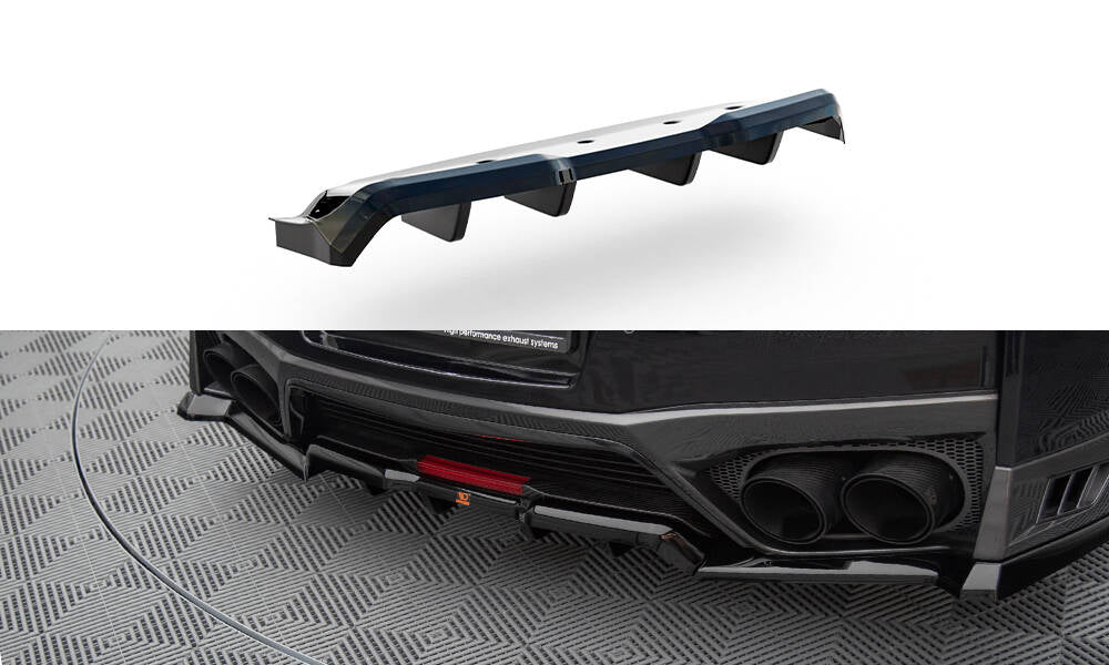 MAXTON DESIGN CENTRAL REAR SPLITTER (WITH VERTICAL BARS) NISSAN GTR R35 FACELIFT