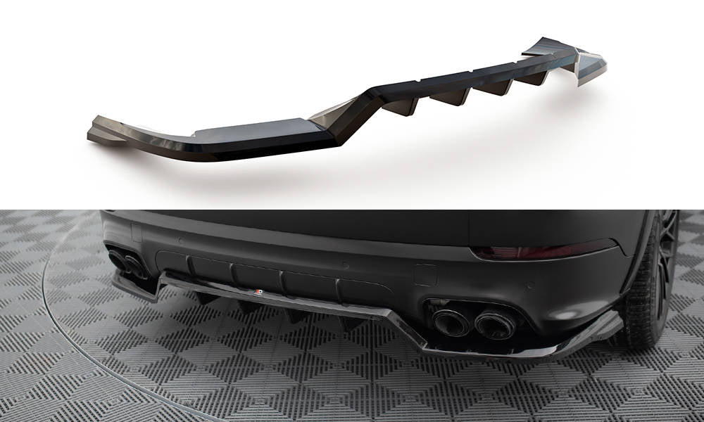 MAXTON DESIGN CENTRAL REAR SPLITTER (WITH VERTICAL BARS) PORSCHE CAYENNE SPORT DESIGN MK3