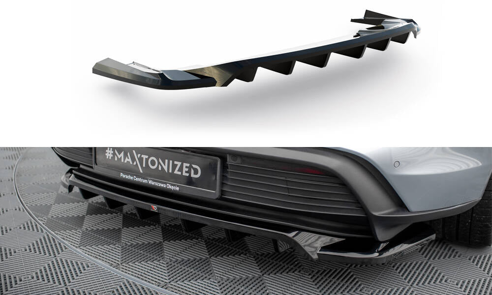 MAXTON DESIGN CENTRAL REAR SPLITTER (WITH VERTICAL BARS) PORSCHE TAYCAN / TAYCAN 4 / TAYCAN 4S / TAYCAN GTS MK1