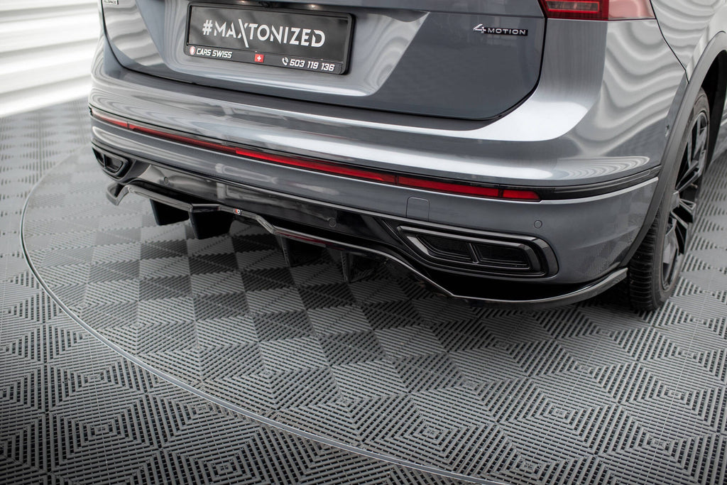 MAXTON DESIGN CENTRAL REAR SPLITTER (WITH VERTICAL BARS) VOLKSWAGEN TIGUAN ALLSPACE (LWB) R-LINE MK2 FACELIFT