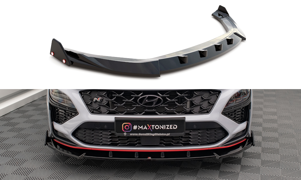 MAXTON DESIGN FRONT SPLITTER V.2 + FLAPS HYUNDAI KONA N MK1