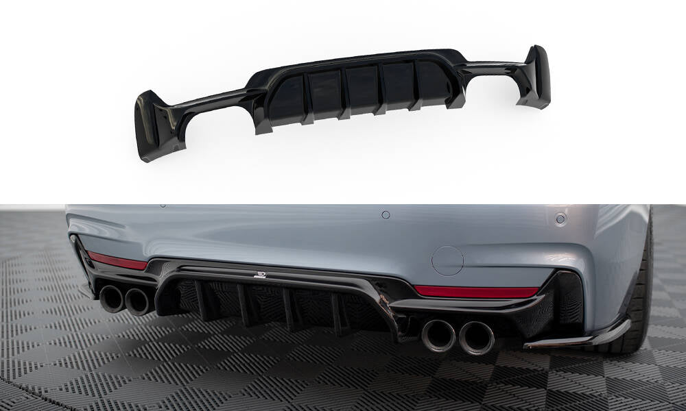 MAXTON DESIGN Rear Valance BMW 4 Coupe / Gran Coupe / Cabrio M-Pack F32 / F36 / F33 (Version with dual exhausts on both sides)
