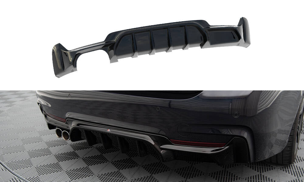 MAXTON DESIGN Rear Valance BMW 4 Coupe / Gran Coupe / Cabrio M-Pack F32 / F36 / F33 (Version with exhaust on one side)