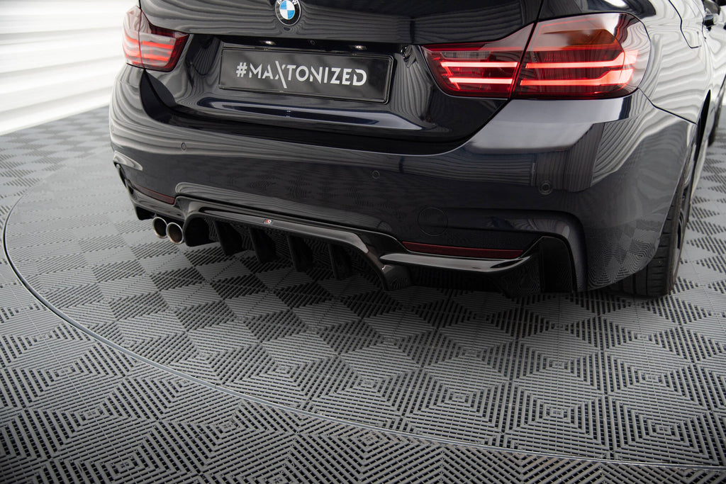 MAXTON DESIGN Rear Valance BMW 4 Coupe / Gran Coupe / Cabrio M-Pack F32 / F36 / F33 (Version with exhaust on one side)