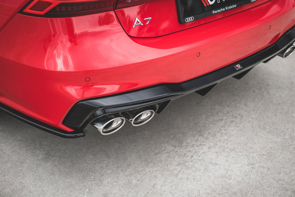 MAXTON DESIGN REAR VALANCE + EXHAUST ENDS IMITATION AUDI A7 C8 S-LINE