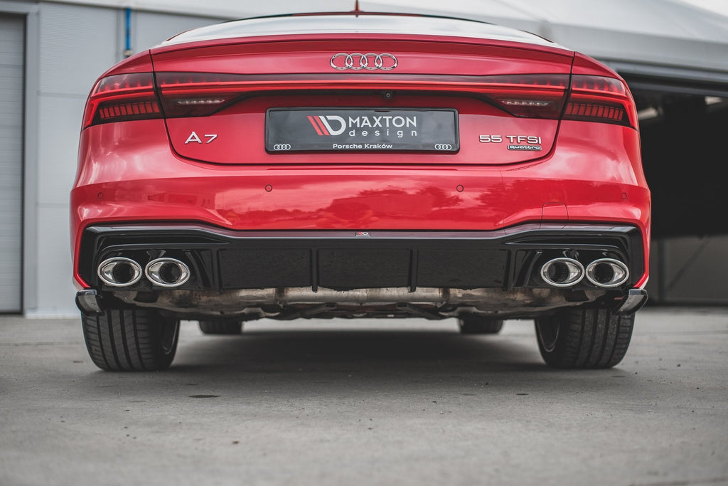 MAXTON DESIGN REAR VALANCE + EXHAUST ENDS IMITATION AUDI A7 C8 S-LINE