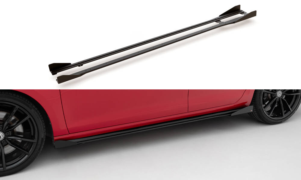 MAXTON DESIGN RACING DURABILITY SIDE SKIRTS DIFFUSERS + FLAPS VW GOLF 7 R FACELIFT