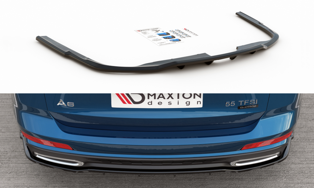 MAXTON DESIGN CENTRAL REAR SPLITTER (WITH VERTICAL BARS) AUDI A6 S-LINE AVANT/SEDAN C8