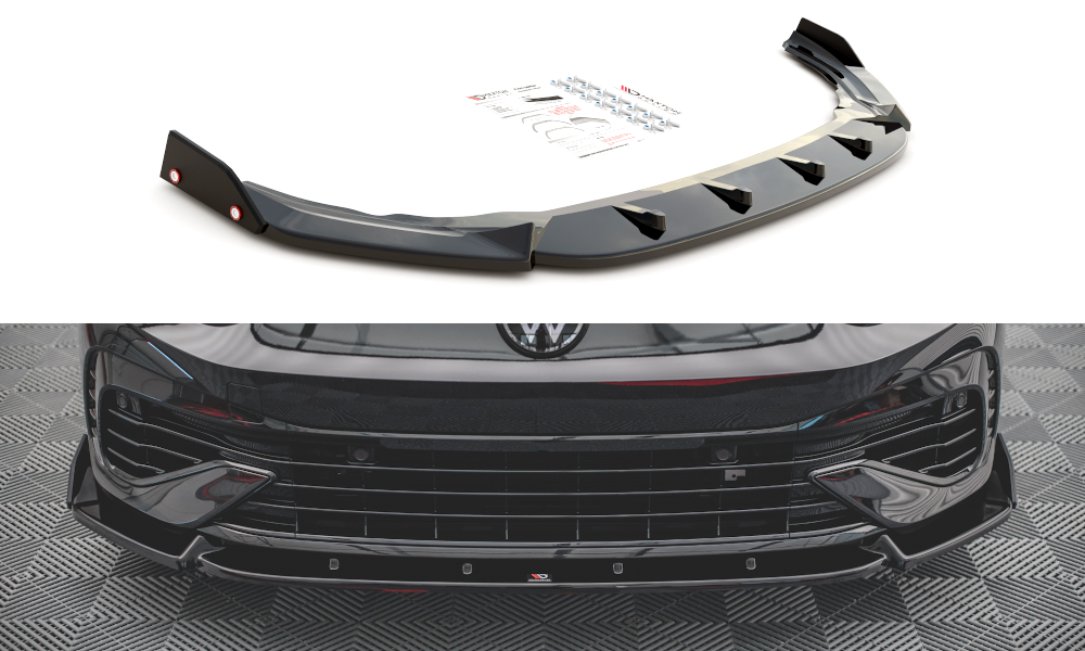 MAXTON DESIGN FRONT SPLITTER + FLAPS V.2 VOLKSWAGEN GOLF R MK8