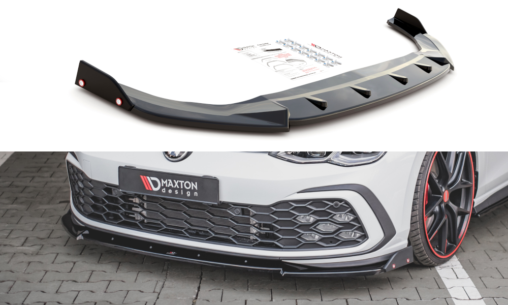 MAXTON DESIGN FRONT SPLITTER + FLAPS V.3 VOLKSWAGEN GOLF 8 GTI / R-LINE