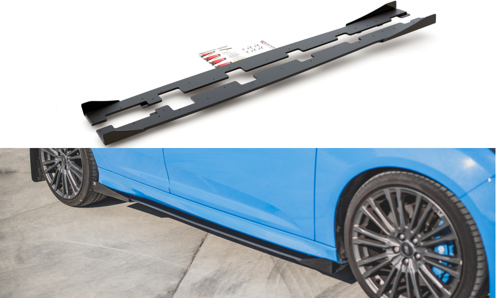 MAXTON DESIGN RACING DURABILITY SIDE SKIRTS DIFFUSERS + FLAPS FORD FOCUS RS MK3