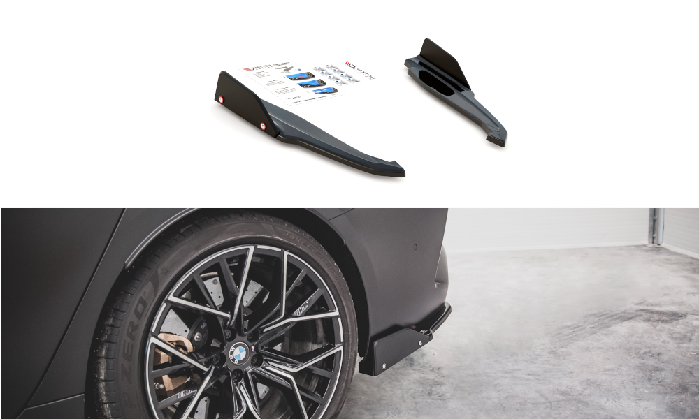 MAXTON DESIGN REAR SIDE SPLITTERS + FLAPS V.1 BMW M8 GRAN COUPE F93