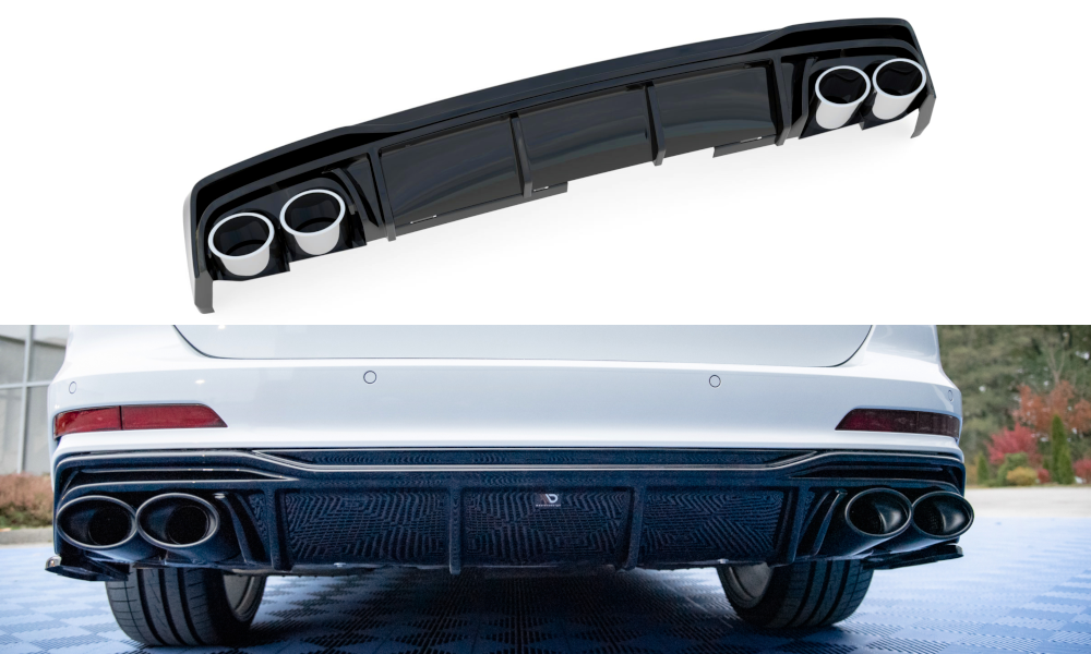 MAXTON DESIGN REAR VALANCE + EXHAUST ENDS IMITATION AUDI A6 C8 S-LINE