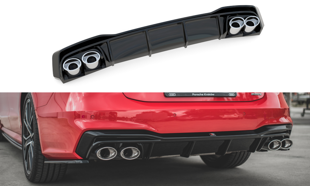 MAXTON DESIGN REAR VALANCE + EXHAUST ENDS IMITATION AUDI A7 C8 S-LINE