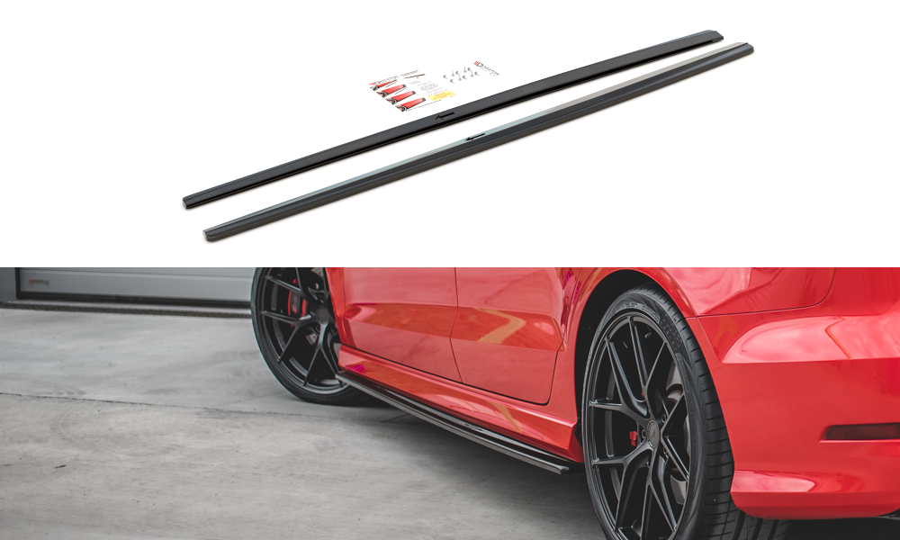 MAXTON DESIGN SIDE SKIRTS SPLITTERS AUDI S3 / A3 S-LINE 8V / 8V FL SEDAN