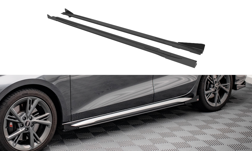 MAXTON DESIGN STREET PRO SIDE SKIRTS DIFFUSERS + FLAPS AUDI S3 / A3 S-LINE 8Y