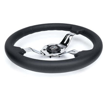 Load image into Gallery viewer, NRG Light Weight Gaming Steering Wheel - Splitz Chrome Silver Spokes Perforated Leather