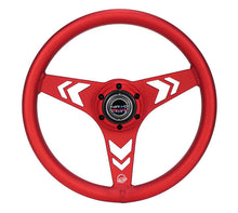 Load image into Gallery viewer, NRG Aluminum Steering Wheel 330mm - Arow Cutout - Ergonomic Grip - Anadized Red