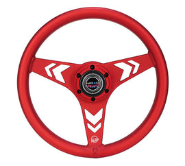 NRG Aluminum Steering Wheel 330mm - Arow Cutout - Ergonomic Grip - Anadized Red