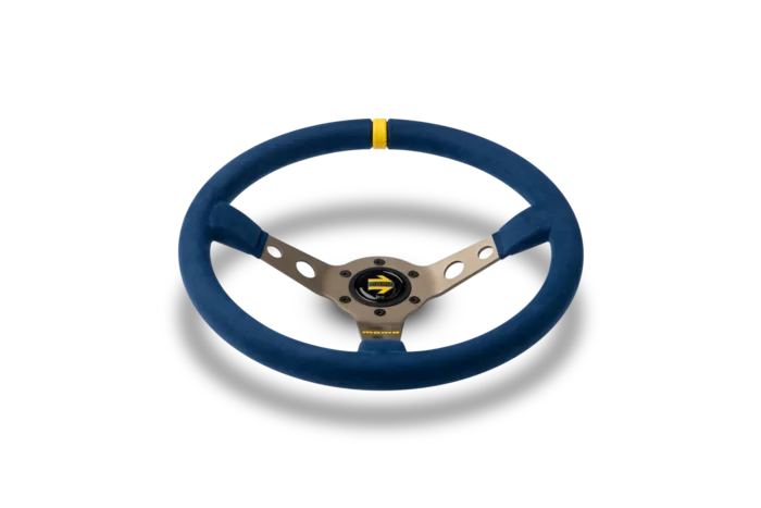 MOMO MOD.07 350 Diam 72 Dish Blue Microfiber Anthracite Anodized Spokes 1 Stripe