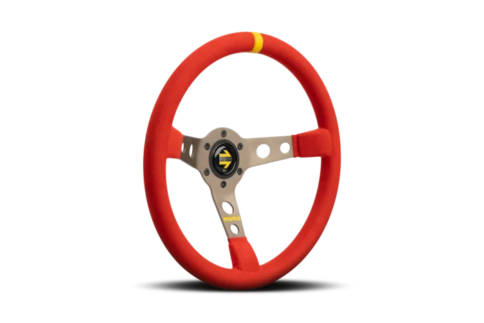 MOMO MOD.07 350 Diam 72 Dish Red Microfiber,Anthracite Anodized Spokes 1 Stripe