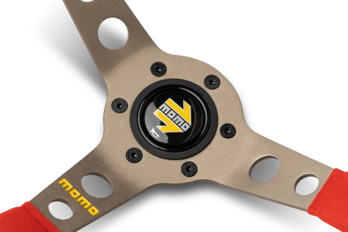 MOMO MOD.07 350 Diam 72 Dish Red Microfiber,Anthracite Anodized Spokes 1 Stripe