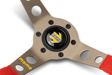 Load image into Gallery viewer, MOMO MOD.07 350 Diam 72 Dish Red Microfiber,Anthracite Anodized Spokes 1 Stripe