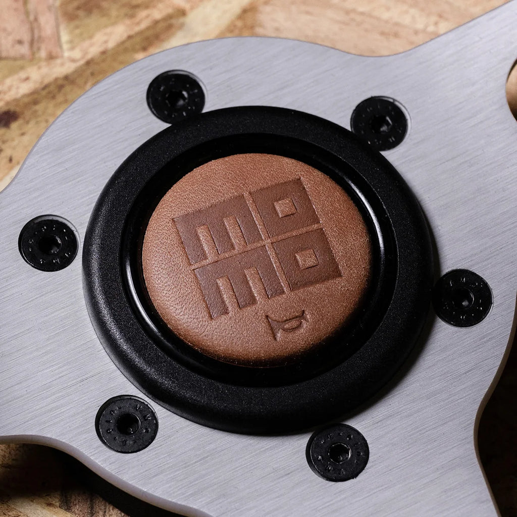 Momo Prototipo Steering Wheel 350 mm - Tobacco Leather/Brown Stitch/Brushed Spokes