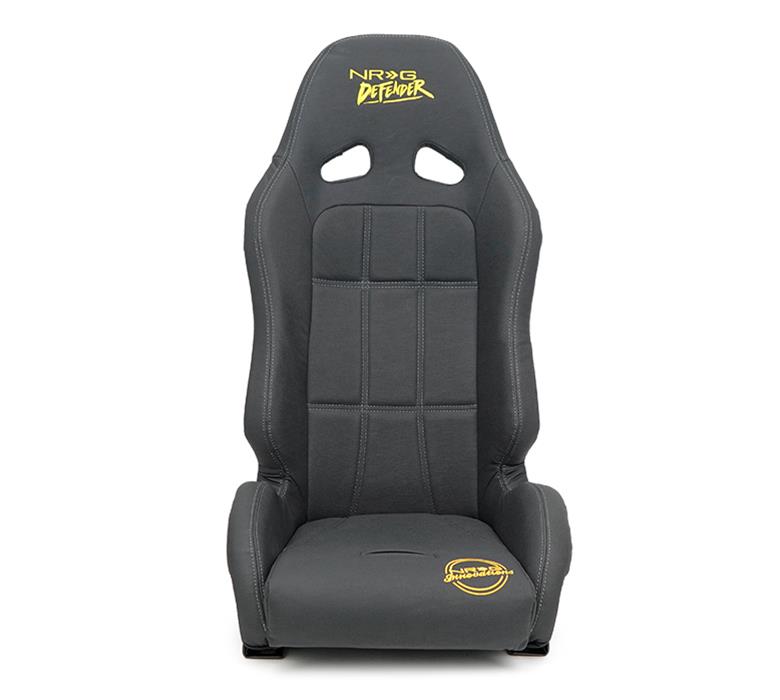 NRG Defender Water Resistant Steel Frame Suspension Seats Black w/ Black Trim & Yellow Embroidery