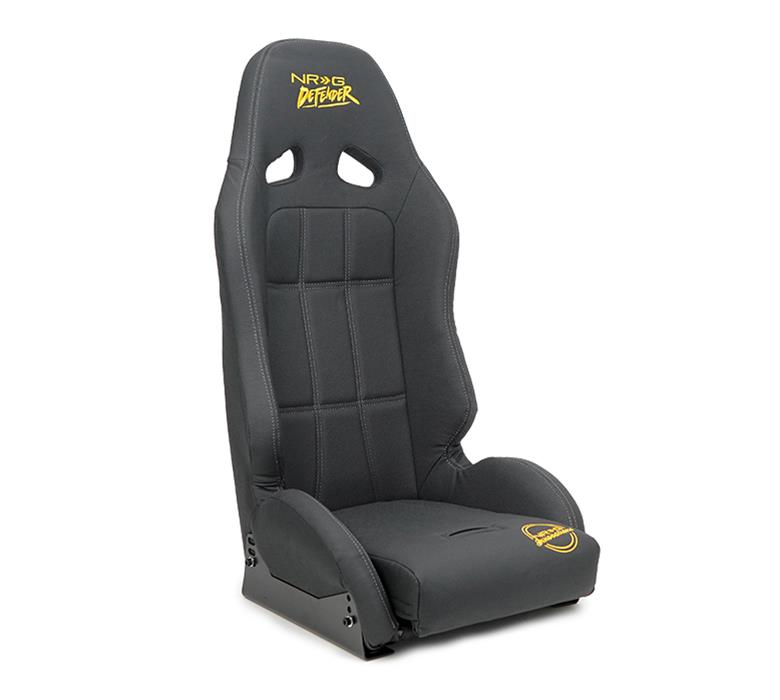 NRG Defender Water Resistant Steel Frame Suspension Seats Black w/ Black Trim & Yellow Embroidery